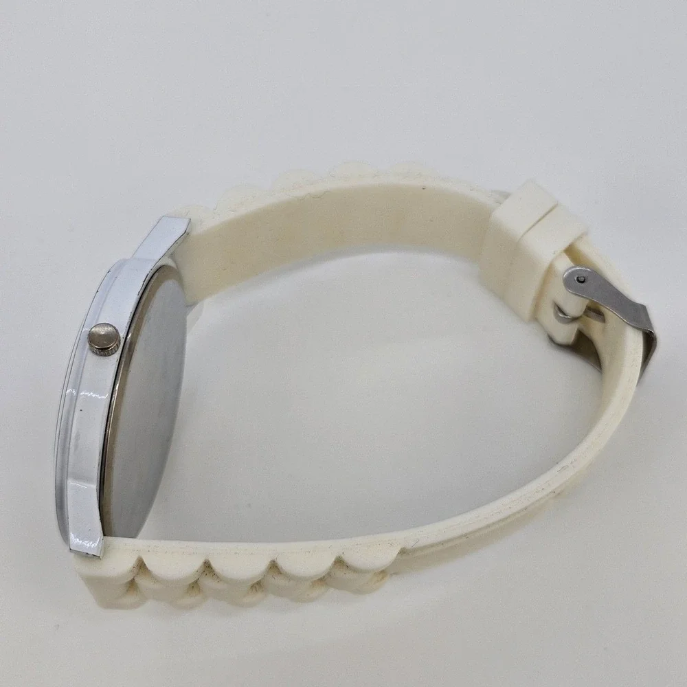 Men's Watch 42MM White Dial White Plastic‎ Bands New Battery